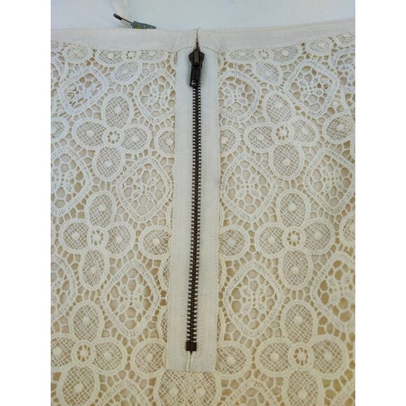 Fossil Evan Beautiful 100% Cotton Cream Lace Skirt Size 2 - Picture 3 of 10